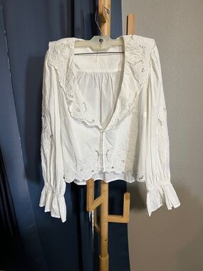 Free People Maisie Cutwork Top Blouse White Size Small